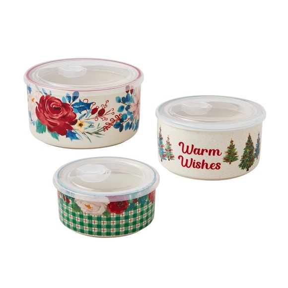 The Pioneer Woman Wishful Winter Nesting Bowl Set with Lids - Picture 3 of 9